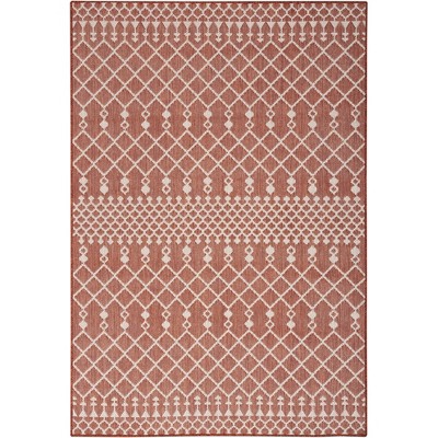Nourison Positano Moroccan Trellis Flatweave Low Pile Indoor Outdoor Area Rug Terracotta 4' x 6'