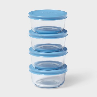 8pc (set of 4) 1c Round Glass Food Storage Container Set - Room Essentials™